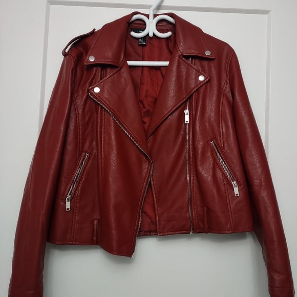 Forever 21 Medium Red Leather Jacket - Picture 1 of 6